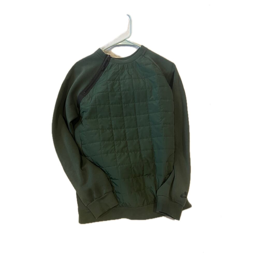 Nike Qtr Zip Quilted Army Green Crewneck Pullover Mens S